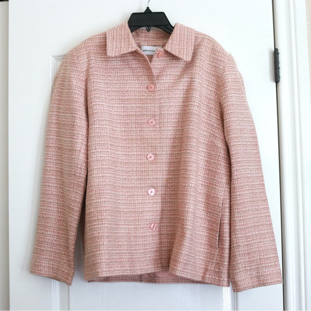 Alfred Dunner Size 12 Pink w/Gold Lurex Lined Blazer Jacket, Business, casual